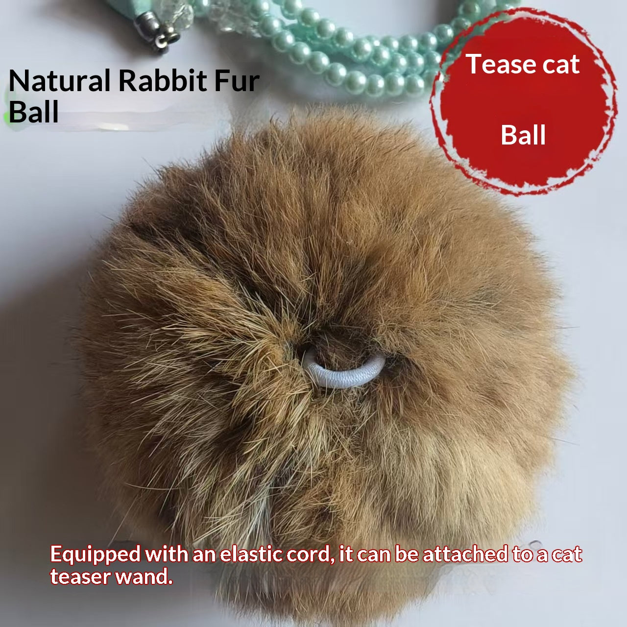 Jouet naturel de chaton de boule de fourrure de lapin