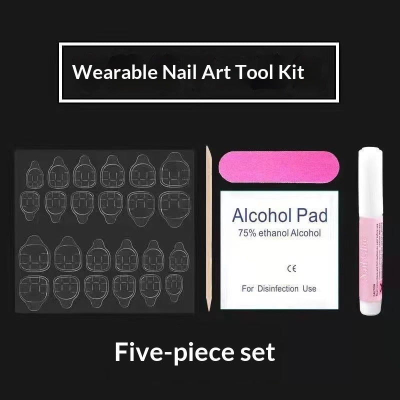 Ensemble de bâtons en bois portatifs de cinq pièces pour les kits d'ongles portables