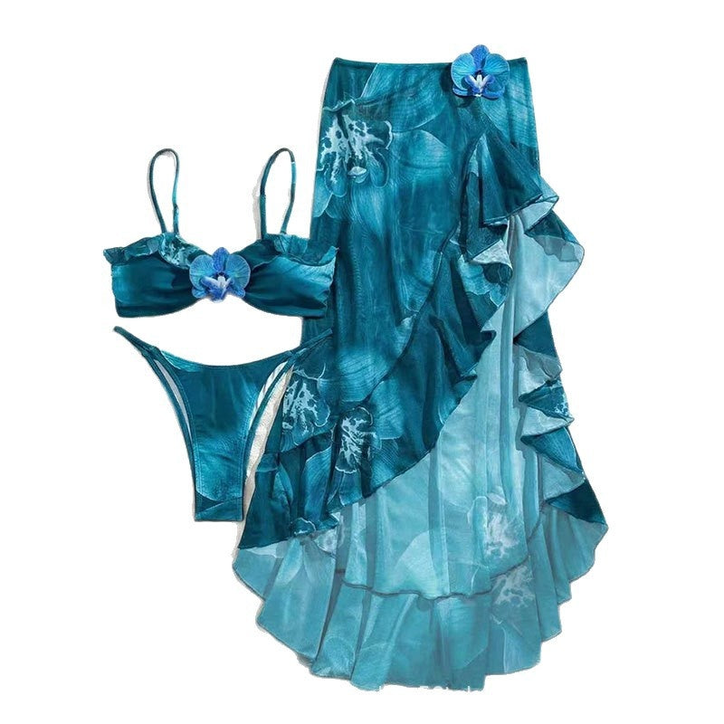 Ombre bleu-vert BIKINI Ensemble de trois pièces