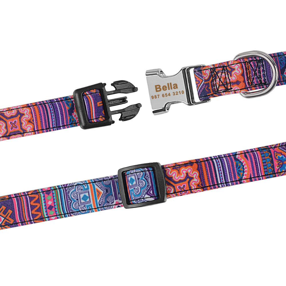 Collier de chien personnalisé en nylon réglable Free gravé Nom ID Tag