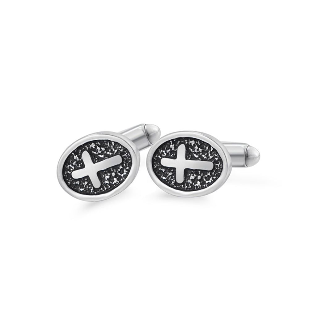 Boutons de manchette Ovale Argent Acier inoxydable Chemise Liens de manchette pour hommes Accessoires de bijoux