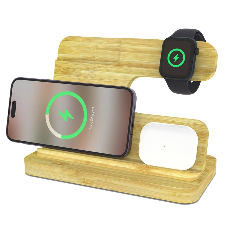 Bracket de chargeur sans fil en bambou