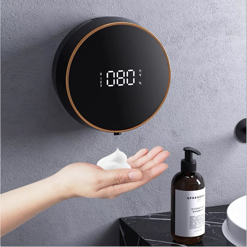 Distributeur de savon de capteur automatique 300ml noir USB rechargeable 180 jours en position debout