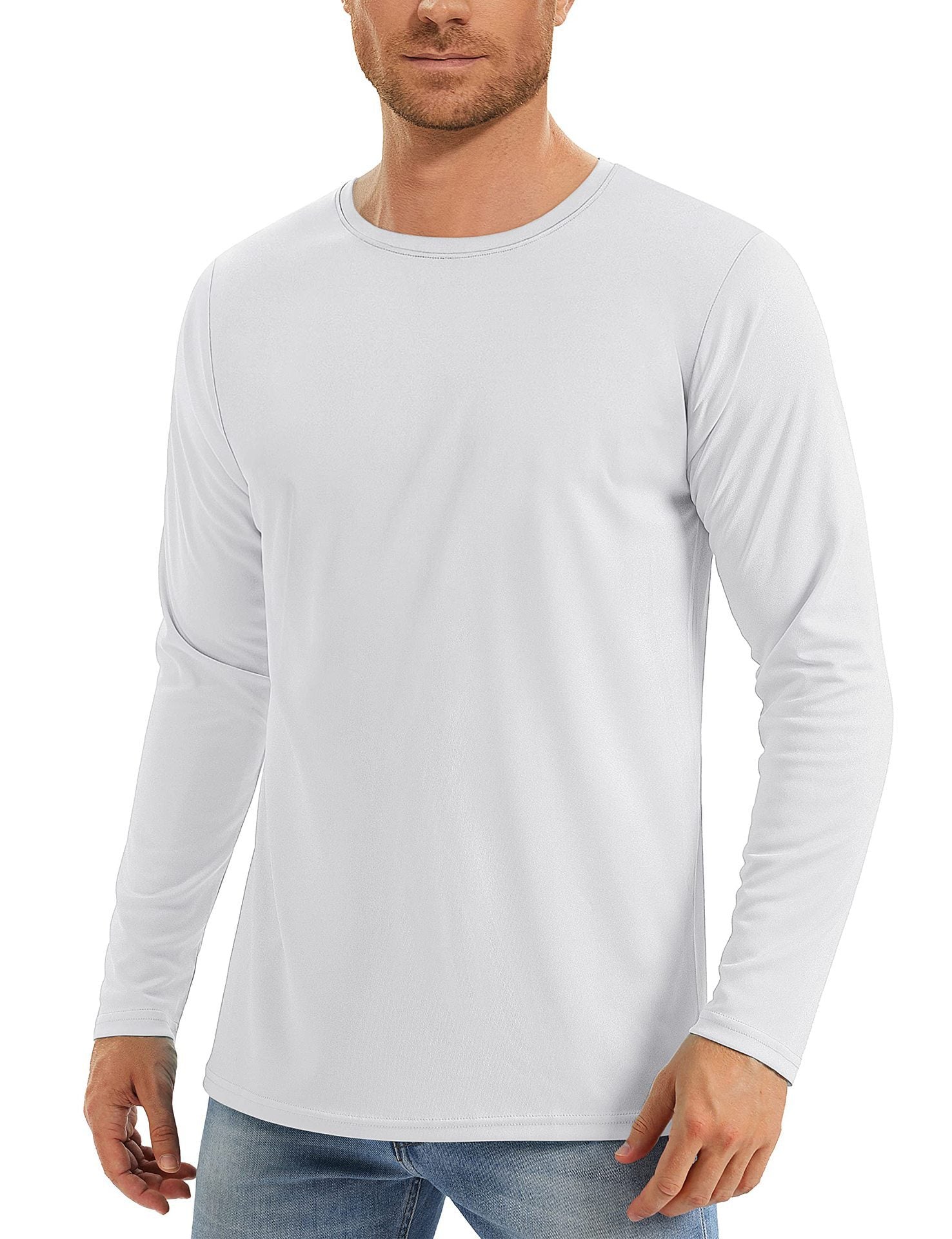 Hommes Solid Color Crew Neck Protection du soleil manches longues Shirts Uv Protection Respirant Runni