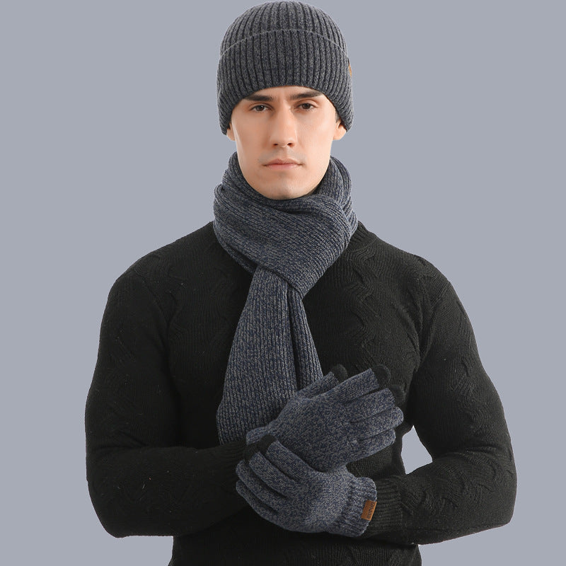 Écharpe de chapeau de tricot thermique et gants Ensemble de trois pièces