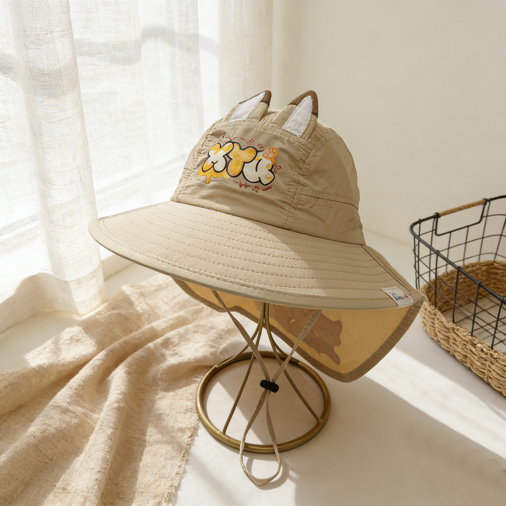 Une seule couleur pour les enfants Caricature en forme de renard Lettre Fox Imprimer Châle mignon Casual Fisherman Ha