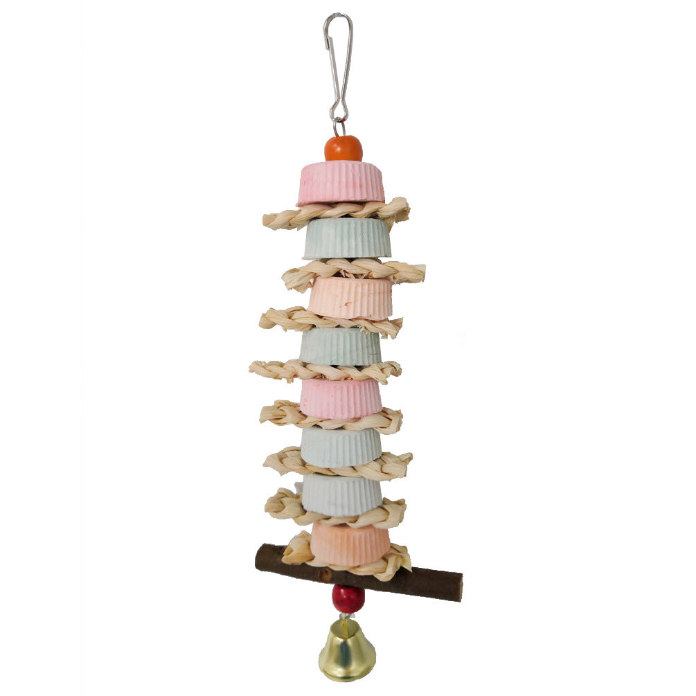 Parrot Supplément de calcium Bite Grinding Stone Bite String Paille de maïs Jouet de musc