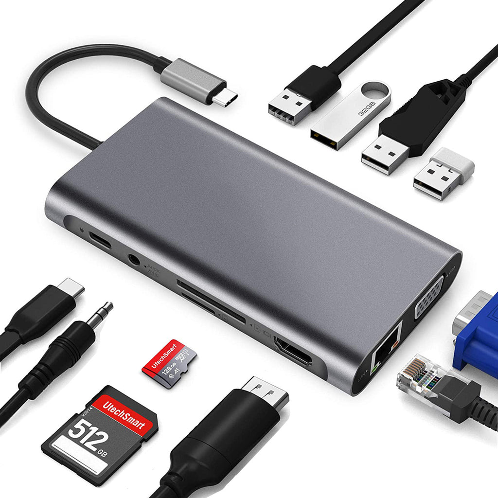 Type-c Station d'accueil 11-en-un avec la carte réseau Hdmi convertisseur tout-en-un