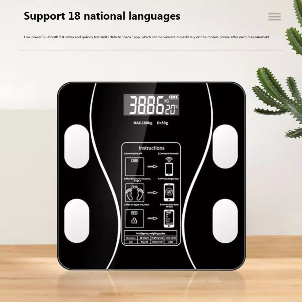 Body Fat Scale 180 Kg Bluetooth Smart BMI échelle de salle de bain sans fil numérique