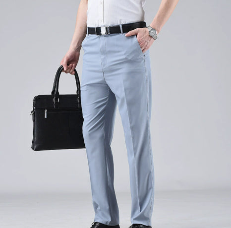 Pantalon de jambe droite polyvalent couleur solide pour hommes