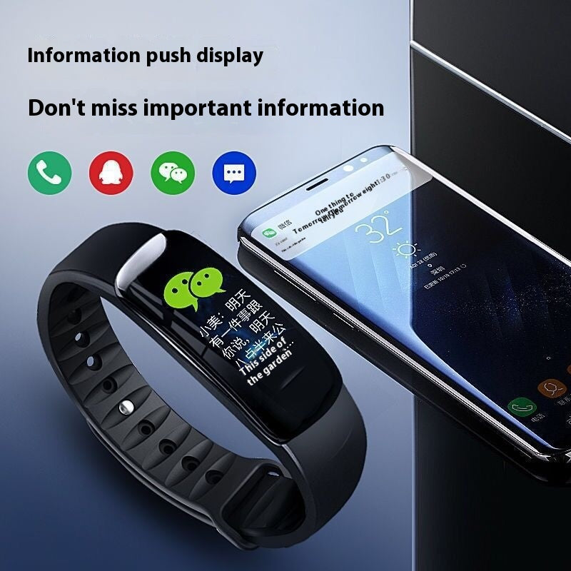 C1 Pression artérielle Fréquence cardiaque Étanche Écran de couleur Bluetooth Pedometer Sports Watch