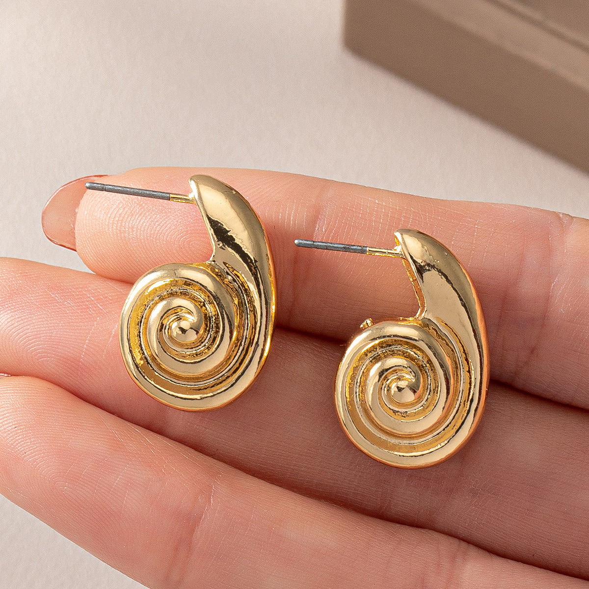 Boucles d'oreilles Convex Spiral - European American Middle Eastern Style Hoop Drop Studs