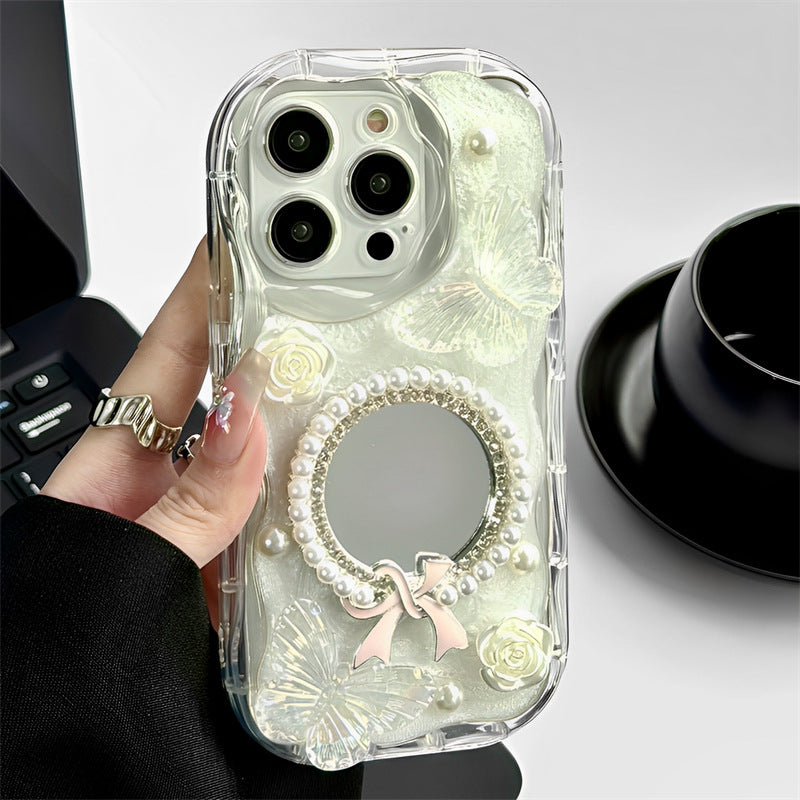 Epoxy Mirror Flower Butterfly Phone Case Trois dimensions Tout compris
