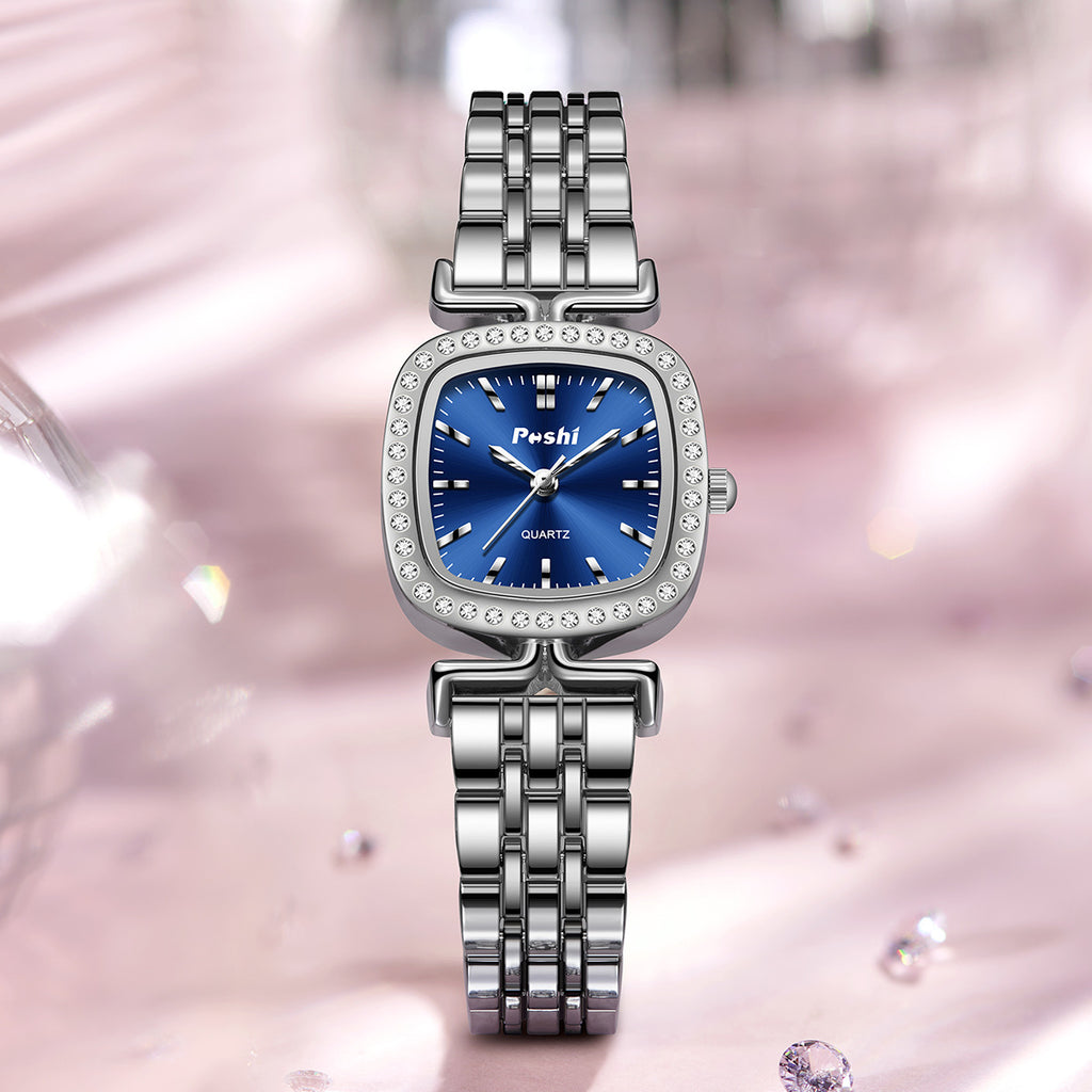 Cadran incrusté de diamant Bracelet en acier en forme d'ovule Montres Femmes Quartz