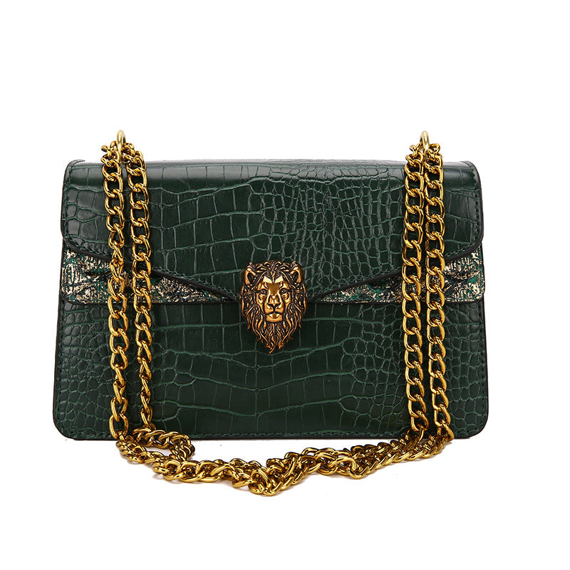 Sac sous-armé rétro avec chaîne et motif crocodile
