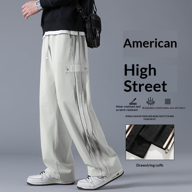 Sweatpants à trois rayures pour hommes Spring American High-Street Style Joggers