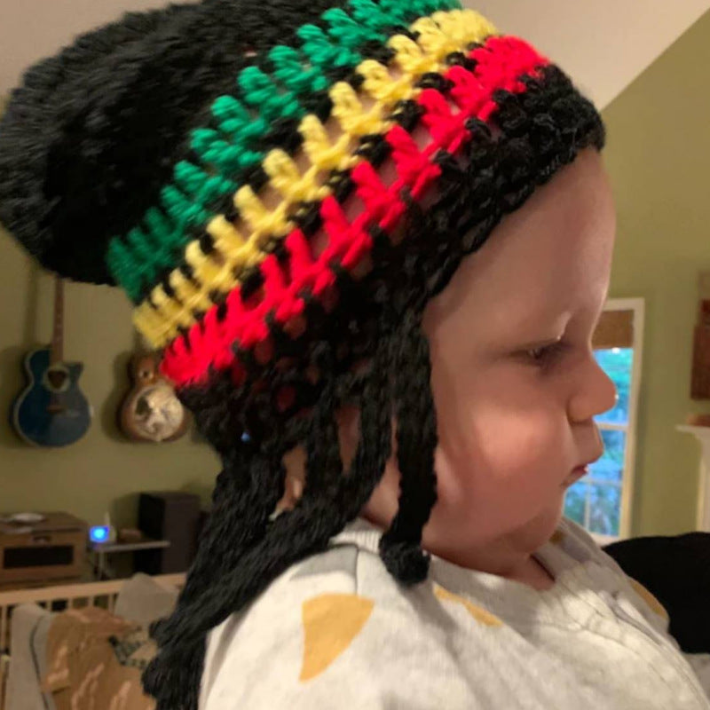 Halloween Jamaïque Reggae Enfants Woolen Cap Handmade Knitted Rainbow Striped Festival Fun