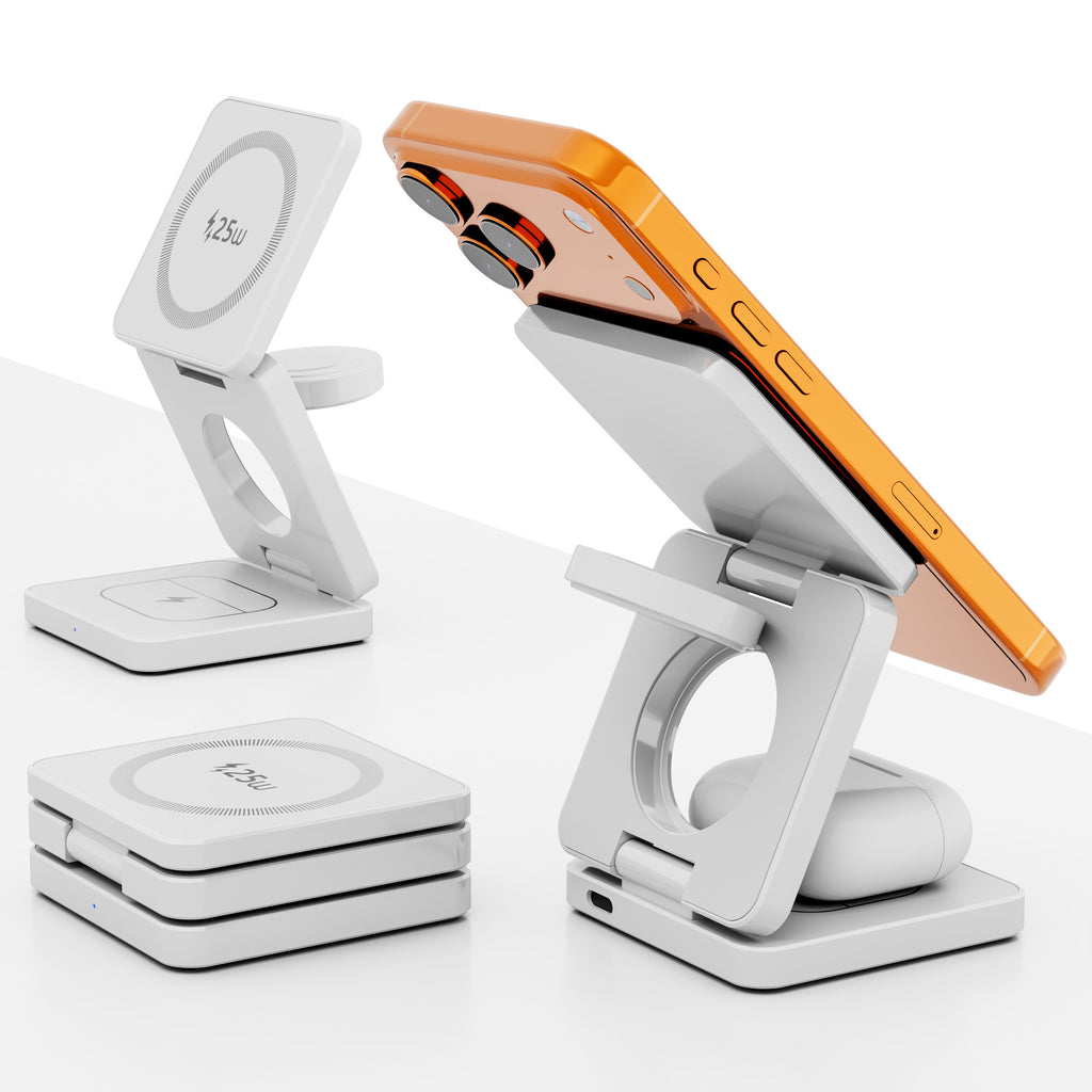 Support de bureau de recharge magnétique pliable 3-en-1