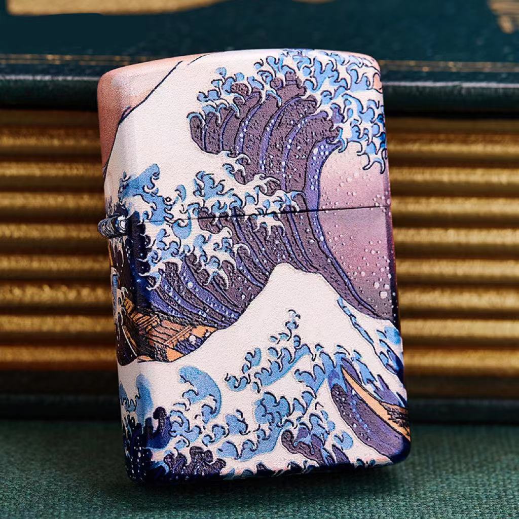 Kanagawa Surf Color Lacquer Interior Lighter Dimension Time Sense Windproof Lighter