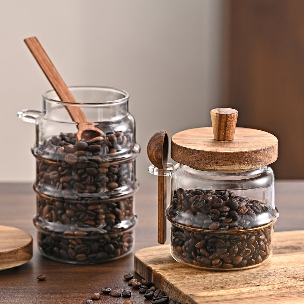 1 Pcs 18,5 Pots de café en verre OZ avec cuillères