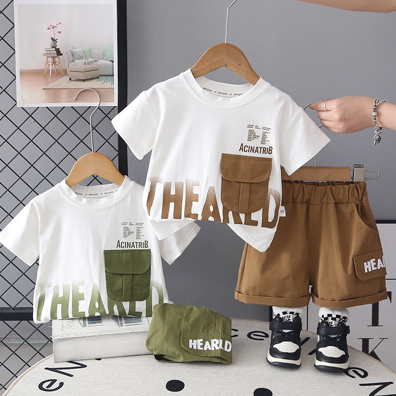 Top et shorts à manches courtes de style coréen pour bébés garçons