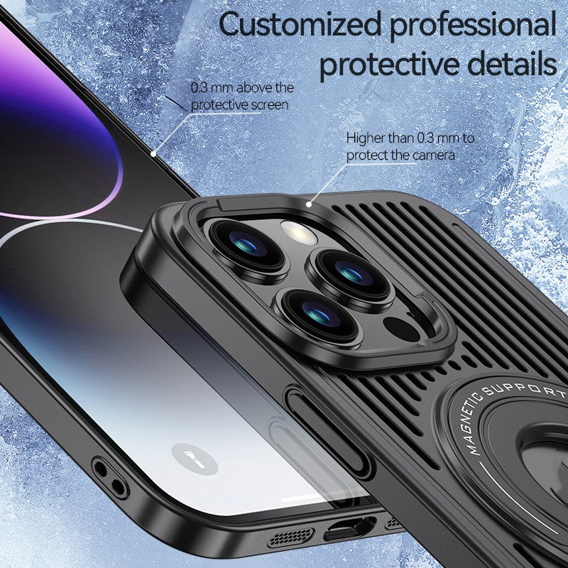 Étui de protection pour téléphone invisible magnétique à tige de traction