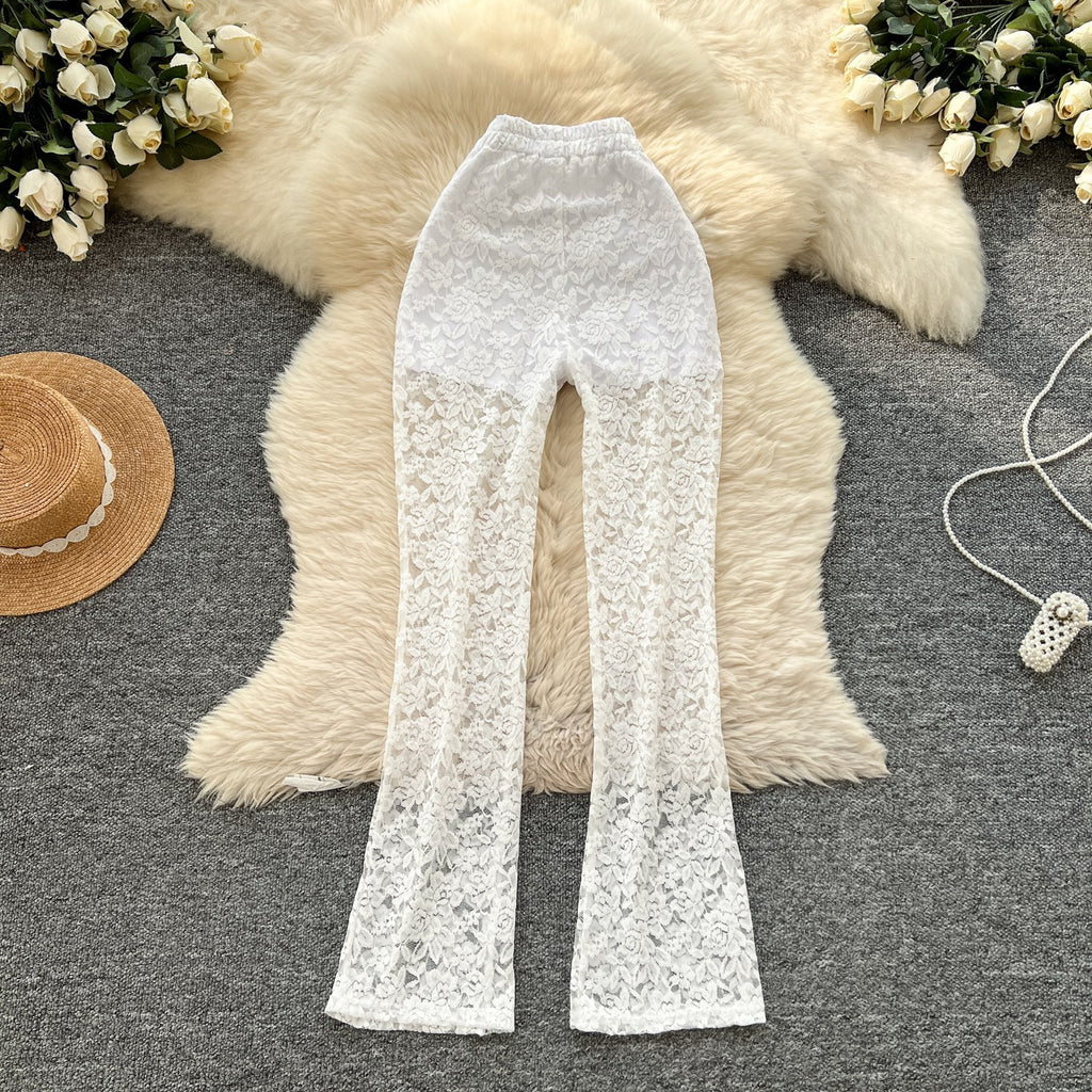 Pure et séduisante Pantalon de dentelle mince et polyvalente Casual et serré