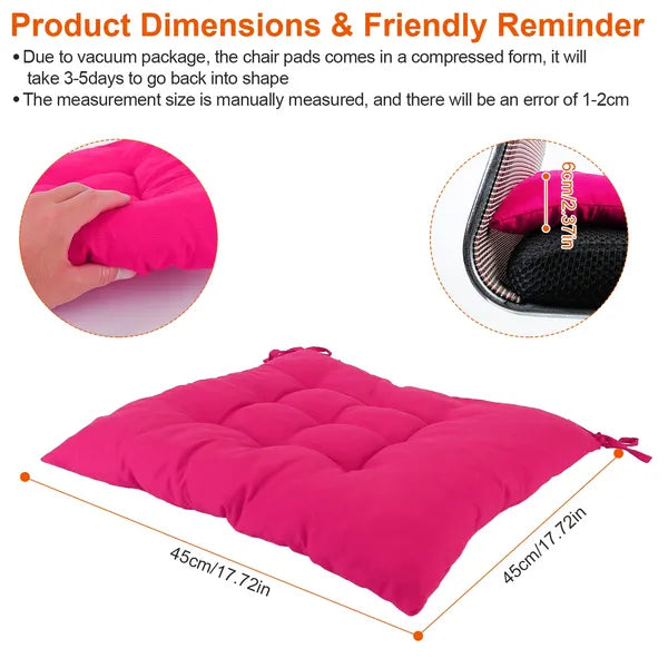 Coussin de chaise 4Pcs 17.72x17.72x2.37in Soft Tie sur les tapis carrés pour la maison