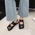 Early Spring Niche Minimalist Fermé Peep Toe Chaussures Femmes Mode Versatile Plat Sans dos