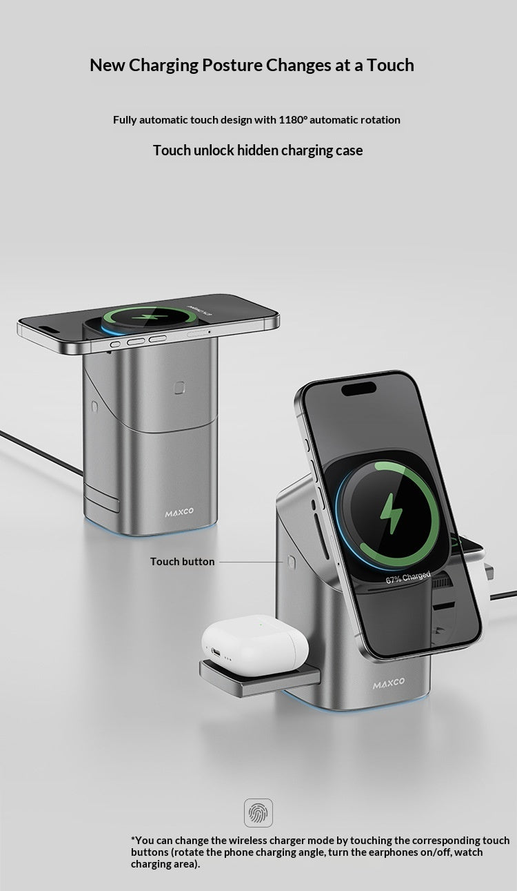 Bracket de rechargeur sans fil magnétique trois en un