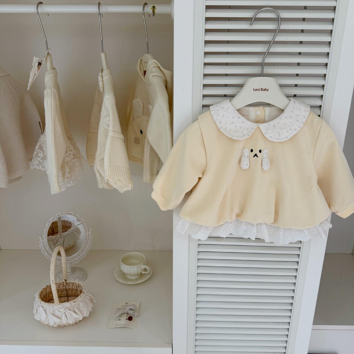 Mignon Western-style Bunny et Floral Ruffle Set pour les petites filles
