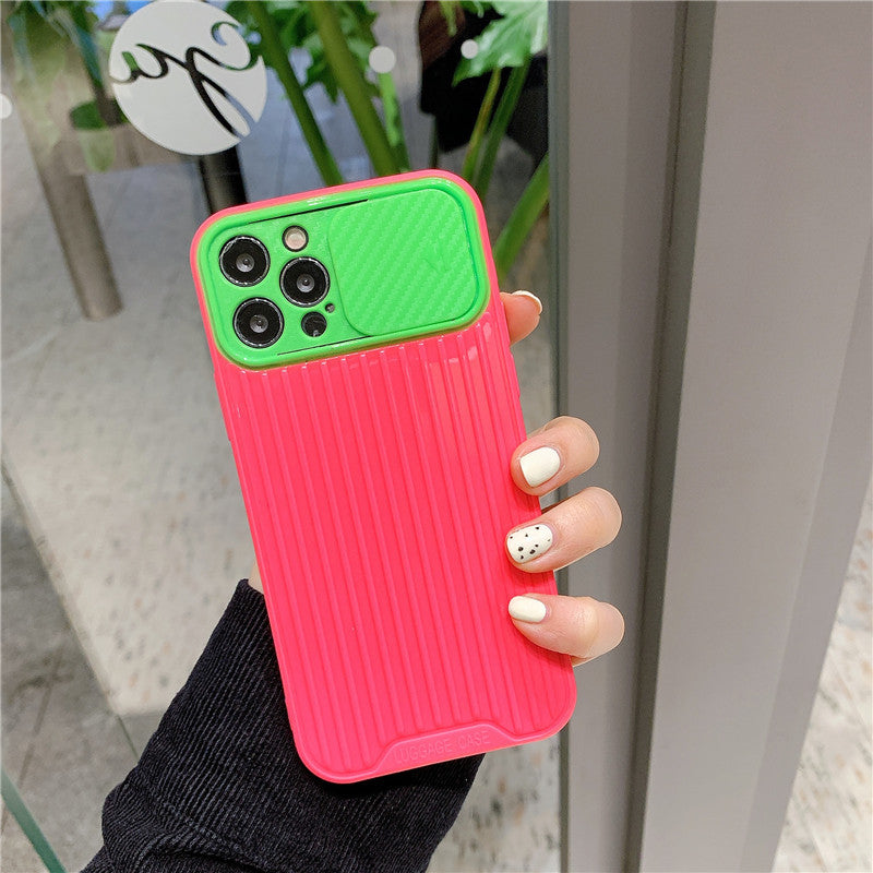 Push-pull Slide Cover Couleur Contraste Soft Shell Anti-drop Mobile Phone Case