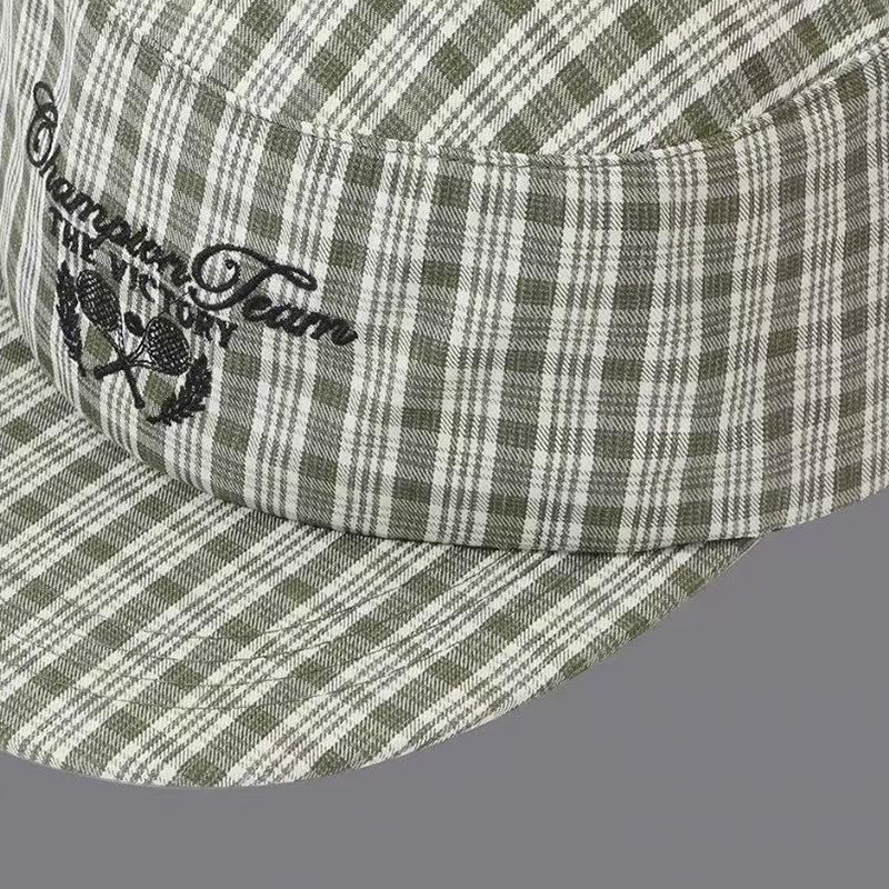Lettre de broderie à carreaux Raquette de tennis Pattern Plat Brim Casquette de baseball approprié pour Moun