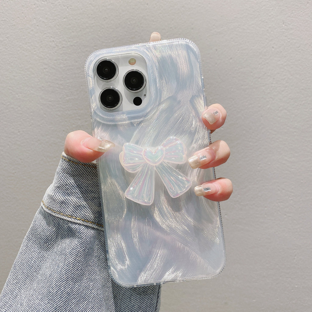 Cas de téléphone à chaîne en fils de plumes de luxe Bow