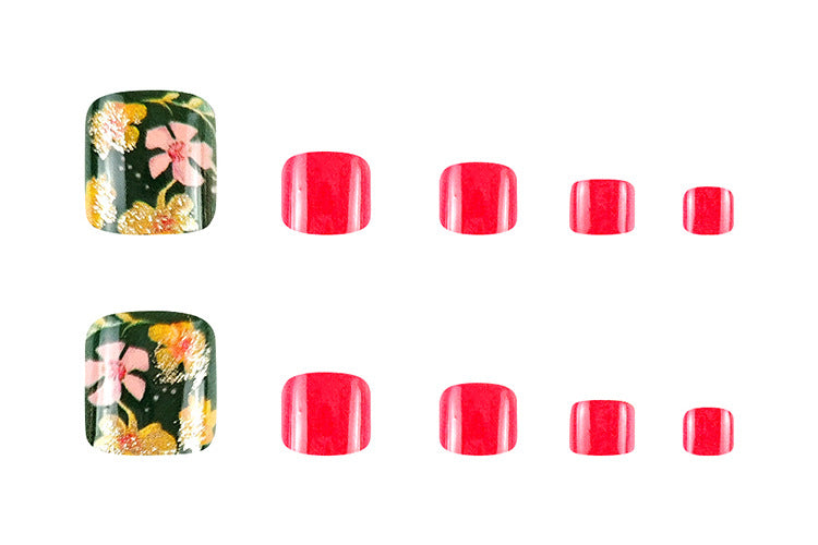 24 pièces de short en forme carrée plaqué or Floral style rose à pression Nail Art acrylique St