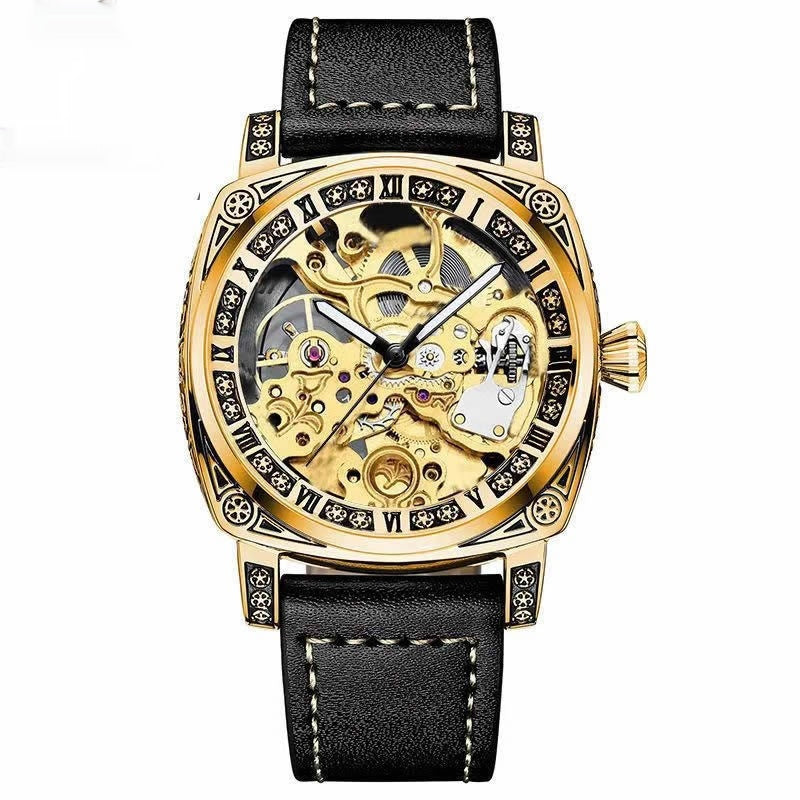 Relief-coupée Montre mécanique entièrement automatique pour hommes