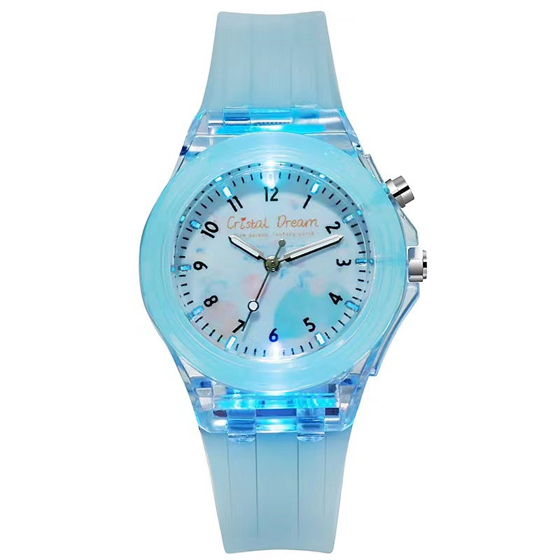 Montre modèle de fruits lumineux pour enfants en silicone caricature