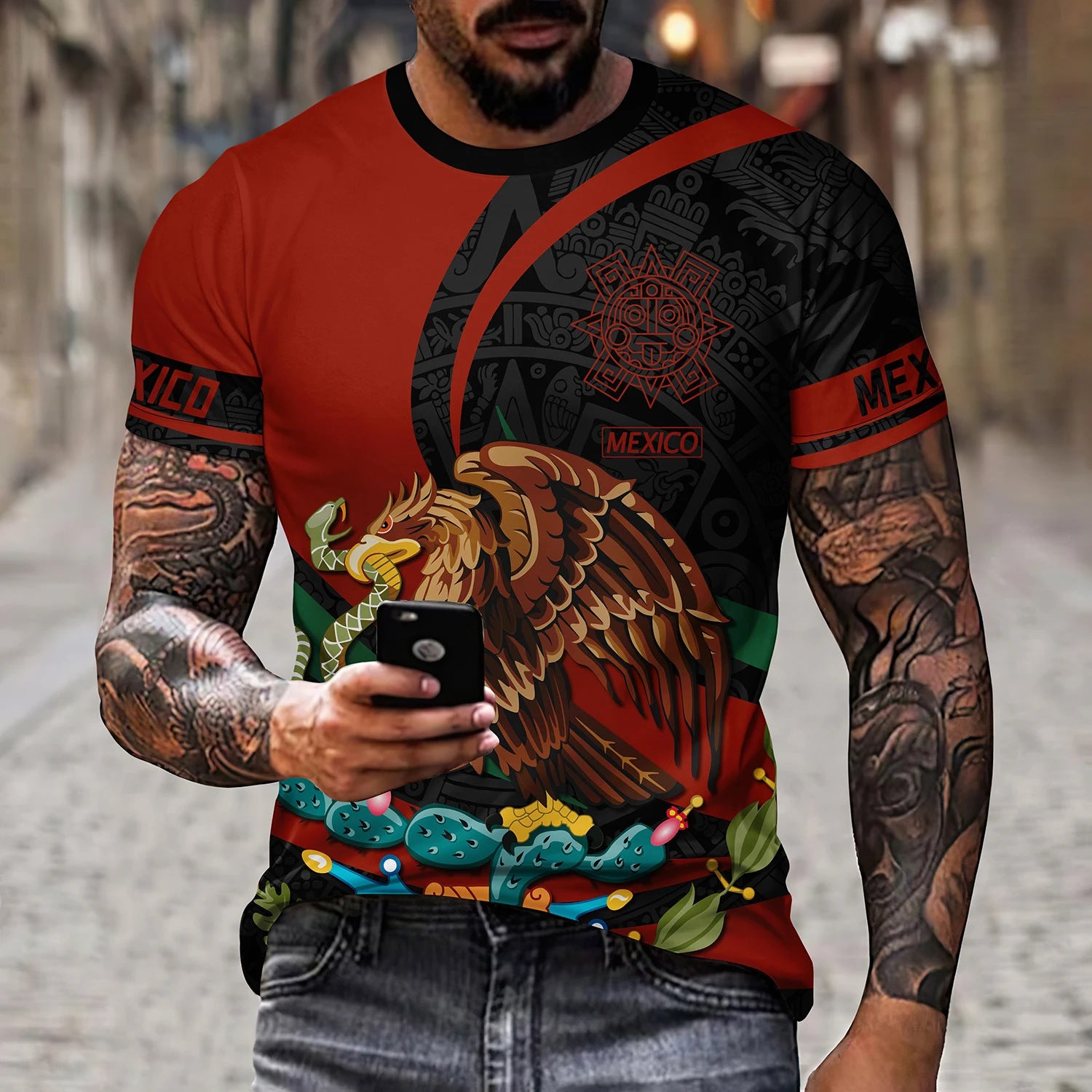 T-shirt Eagle and Snake T-shirt à col rond à manches courtes pour homme
