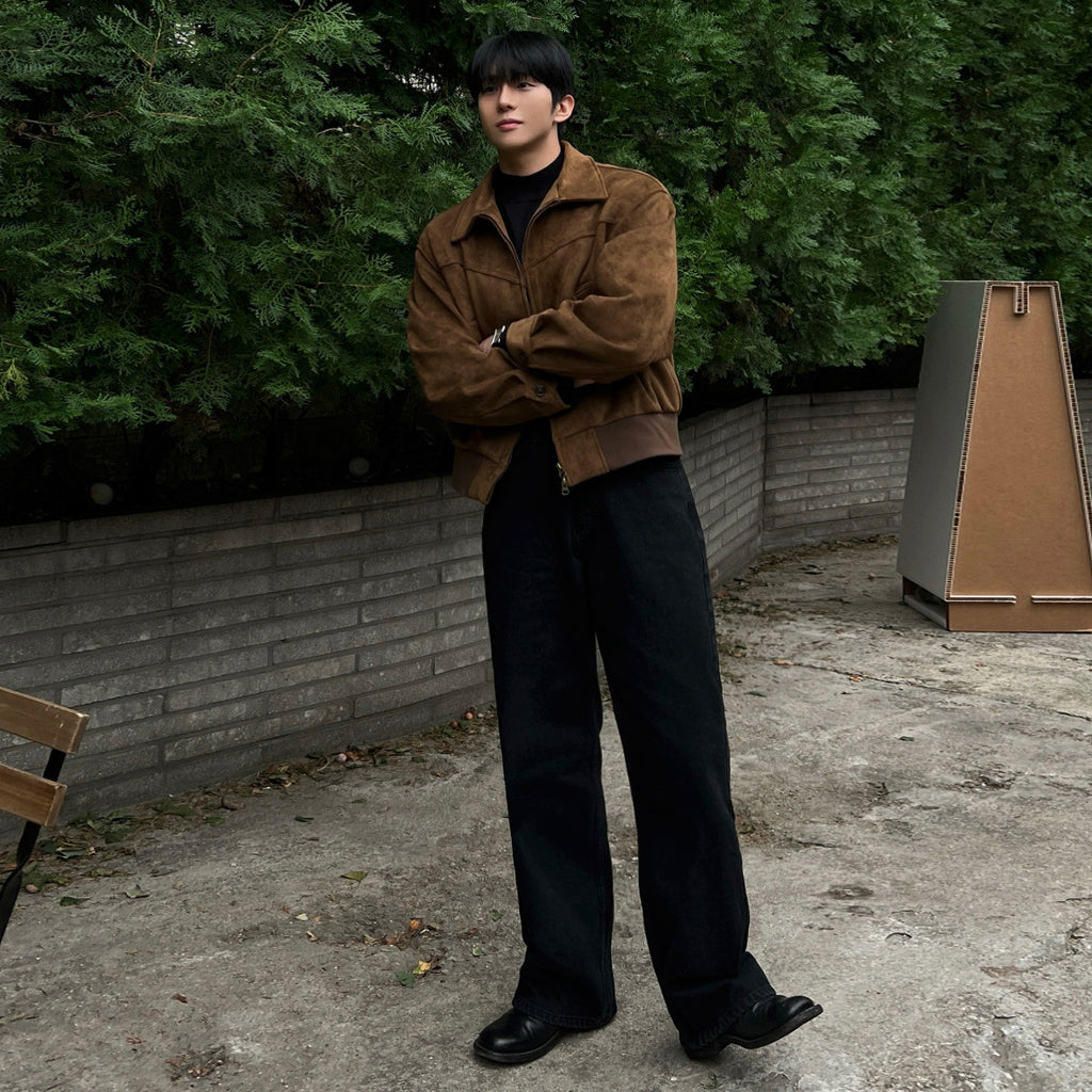 Veste en cuir court style rétro pour hommes