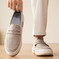 British Retro Round Toe Casual Suede Loafers Slip-on Fisherman Skate Shoes