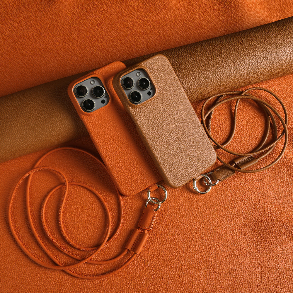 Boîtier de téléphone en couleur solide avec un lanyard haut de gamme