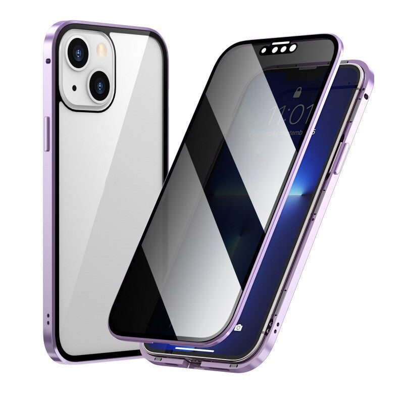 Protection de la vie privée Magneto Phone Case Double face métal cadre