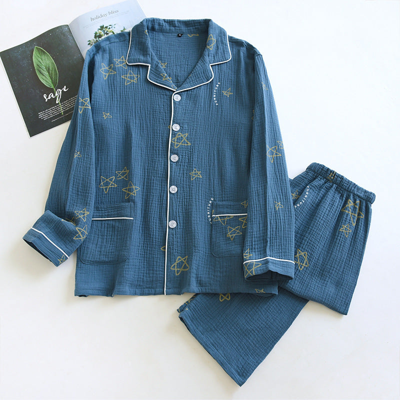 Crêpe de coton pour hommes Double couche Gauze Pajamas