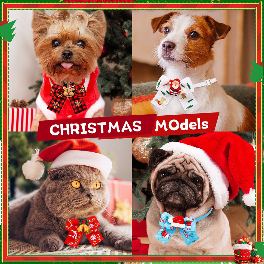 Décoration d'arbre pour chien de poupée de Noël Cat Bow