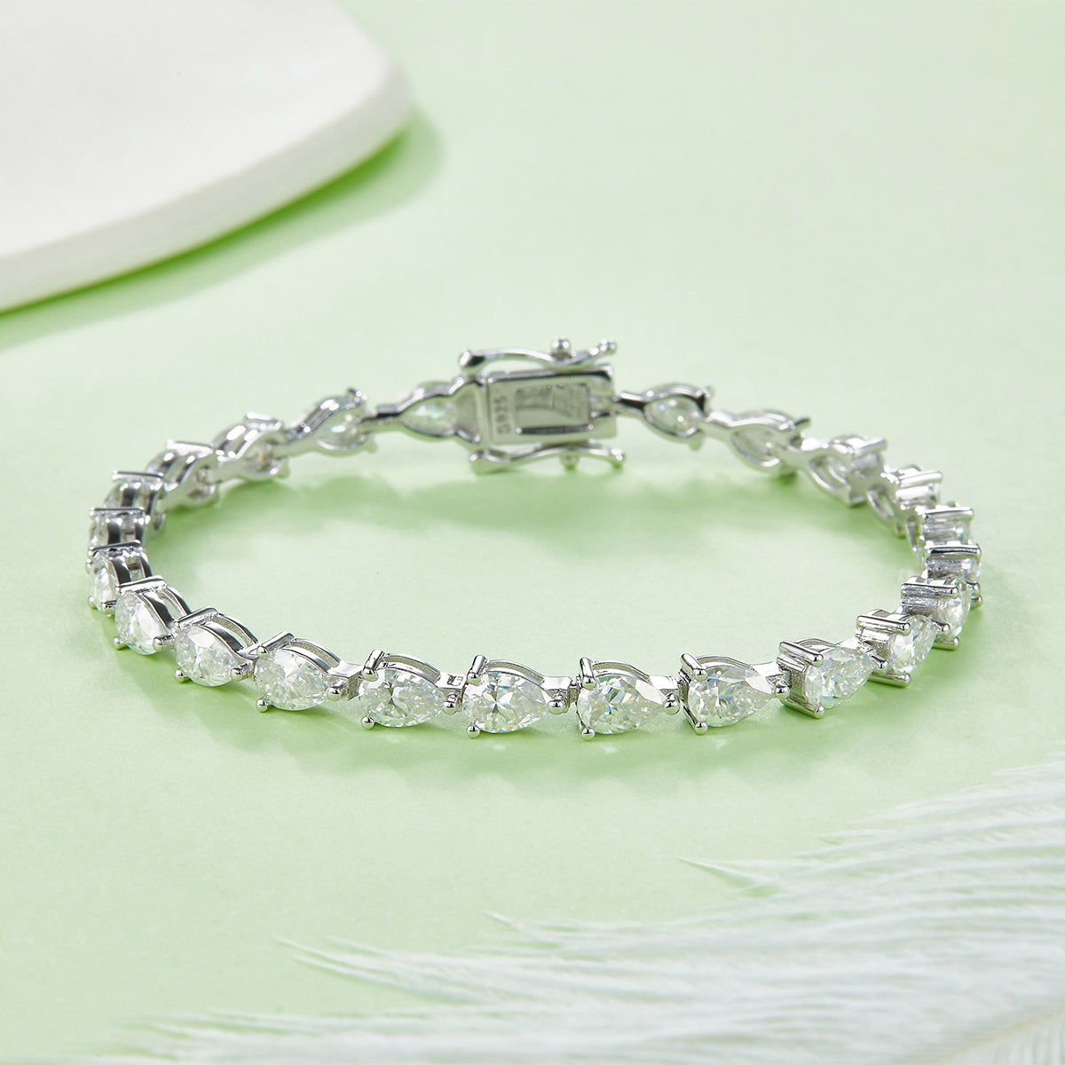 S925 Argent Sterling Pear Cut Moissanite Bracelet de tennis 6x4mm D Couleur VVS1 16-18-20cm GRA