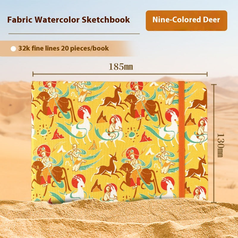Feiluniao Aquarelle Notebook Tissu fait main Mini Portable Caractère Sketch Hand