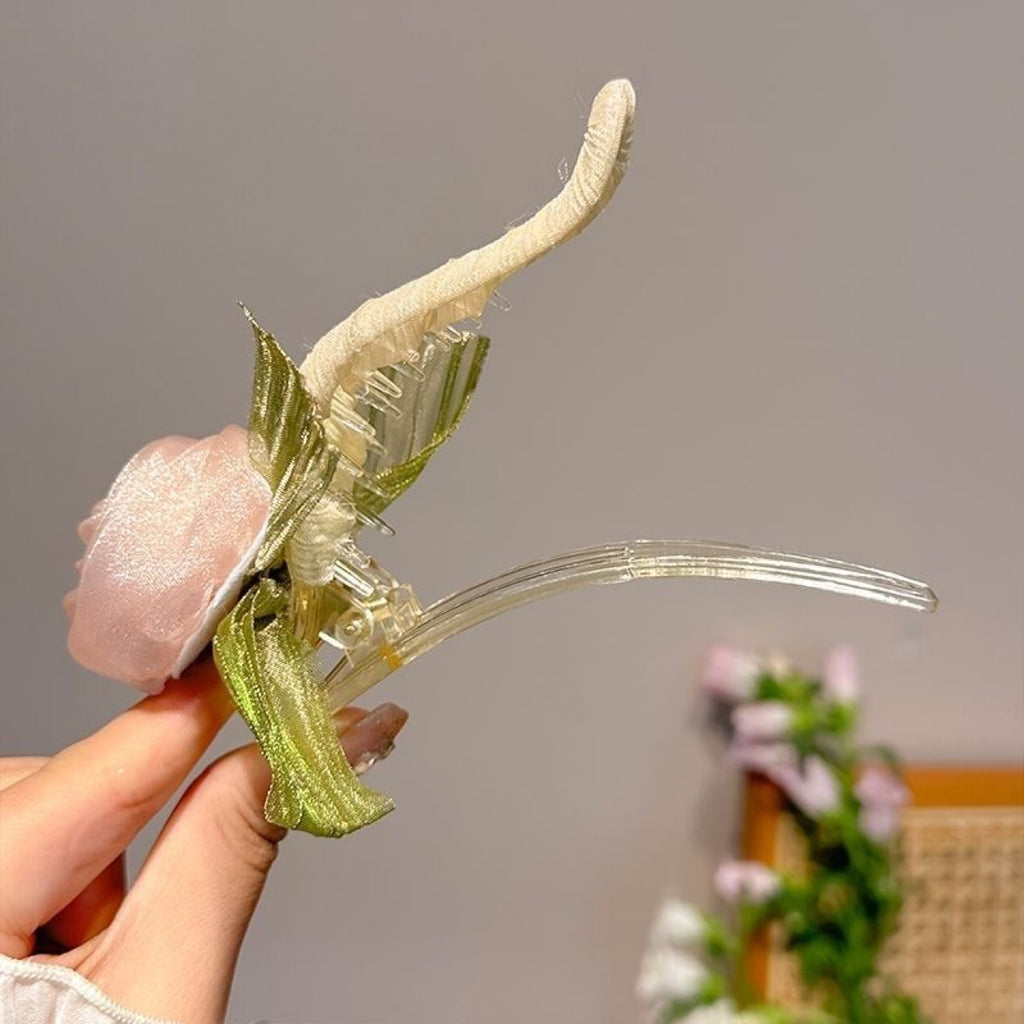 Grand Clip pour cheveux Mesh Rose Accessoire pour femmes