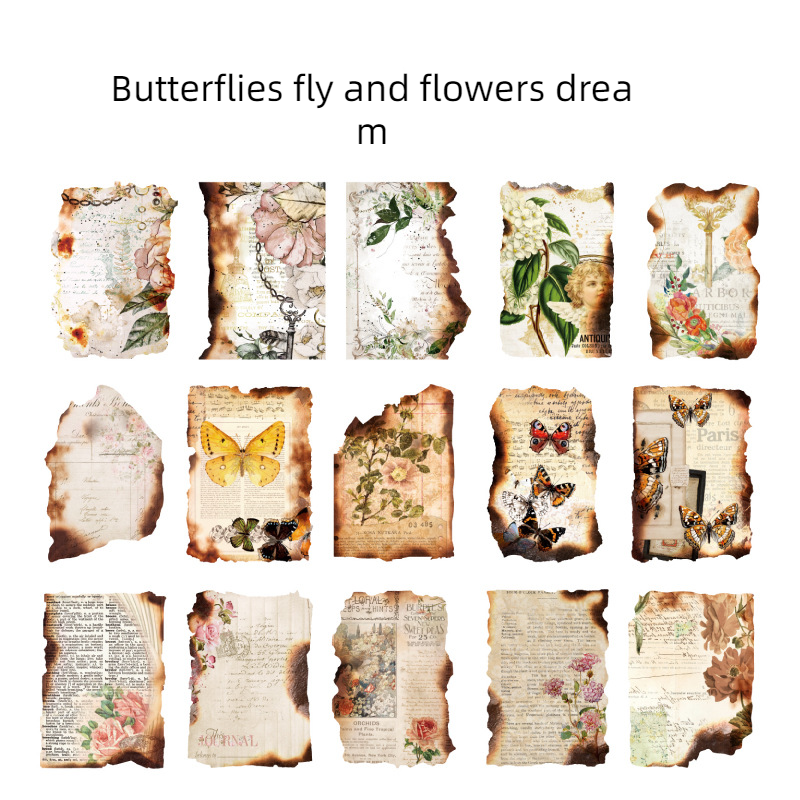 Sugar Poem Retro Anomalous Burnt Material Paper Fragments Series