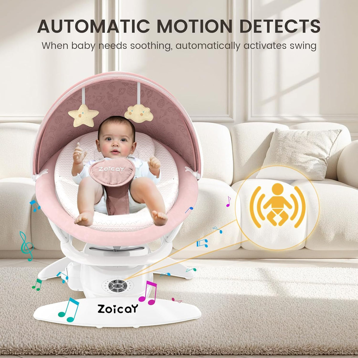 Motion-activated baby swing