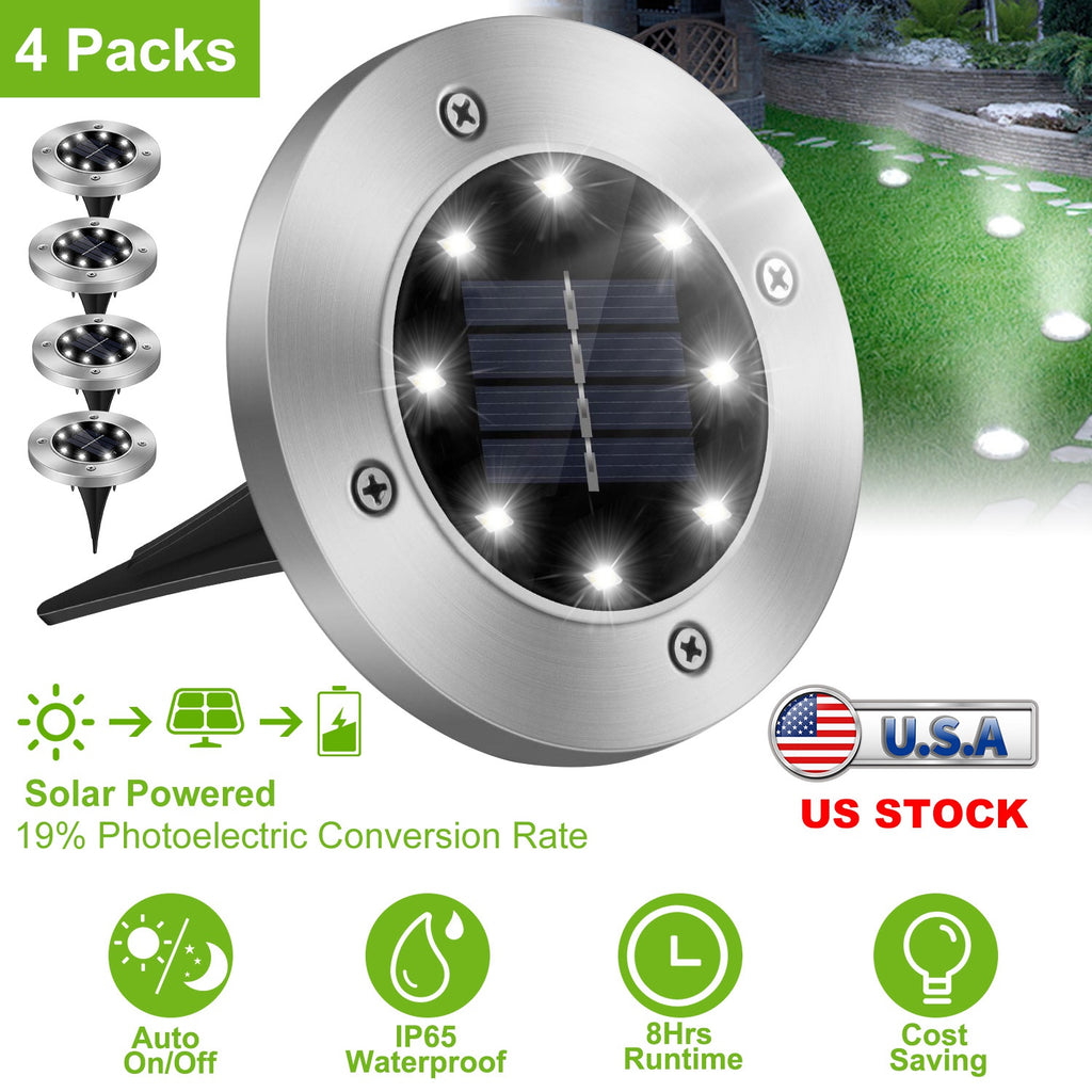 4Pcs Solar Powered Ground Light for Outdoor Garden Decoration IP65 Imperméable Entered In-Gr